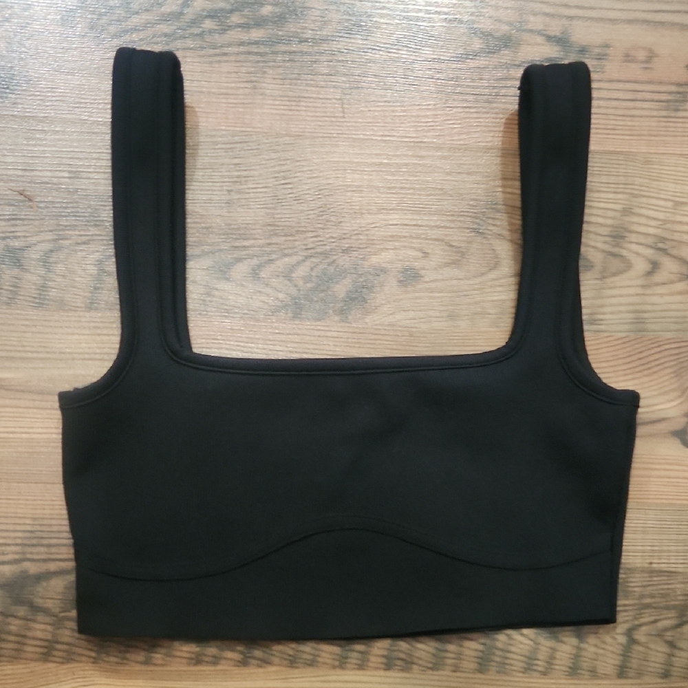 Zara Black Square Neck Dark Fairy Whimsygoth edgy Thick Strap Bra Top Size Small